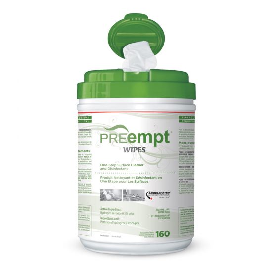 PREempt One-Step Disinfectant Cleaner Wipes, 160 Sheets - Canister