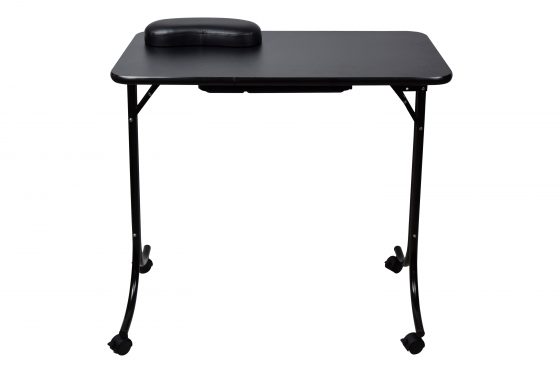 Portable Manicure Table w/ Lamp & Arm Rest, Black