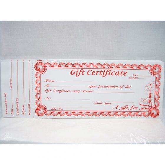 Gift Certificate (Red) - 100/pkg
