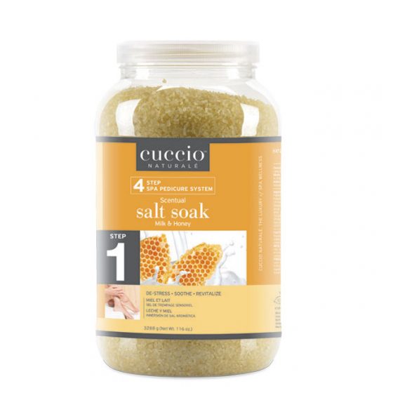 Cuccio Spa Pedicure System with Milk and Honey, Step 1 - SALT SOAK, 116oz