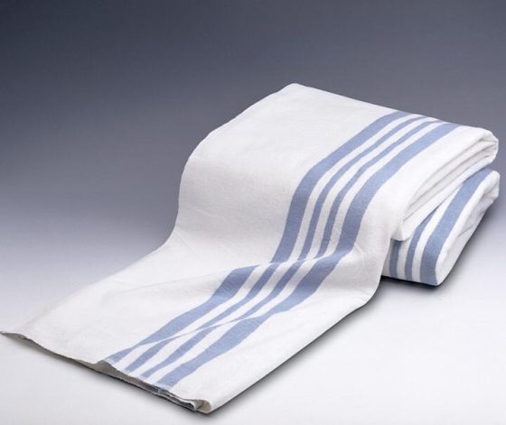 Blanket Flannel Natural Blue Striped 72X90