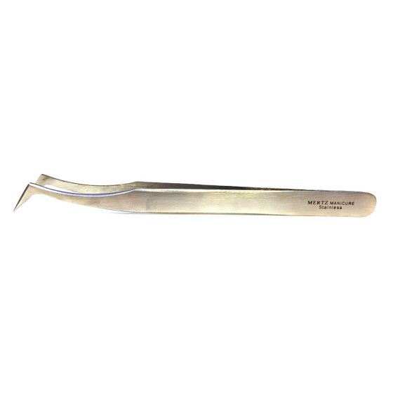 MERTZ Minq Tweezers Angled Volume Tip, 5.5 S/Steel