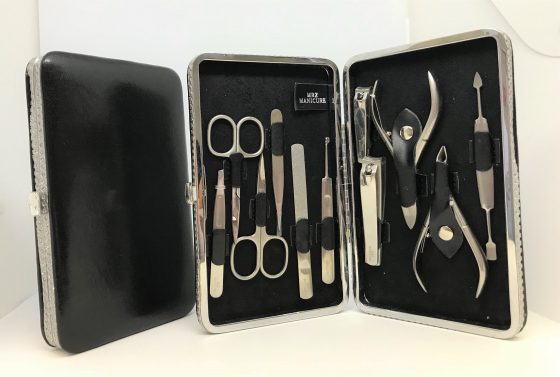 Mertz Implement Kit Chrome -  11 Pcs in Black  Case with w/ Rhinestone