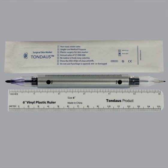 DOUBLE-HEADED SURGICAL SKIN MARKER MEDICAL PEN WITH RULER