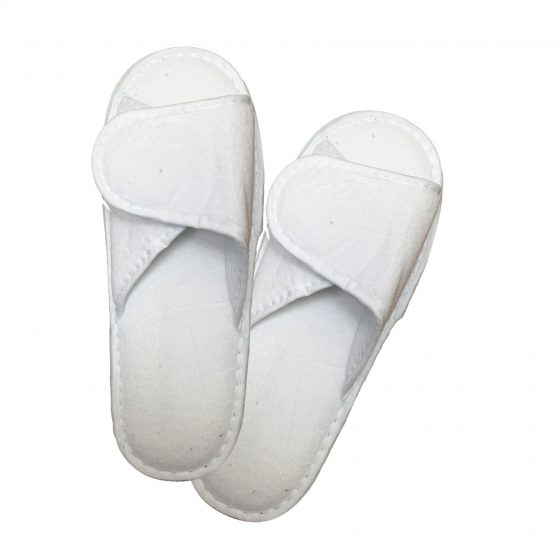 Pedicure Slippers With Velcro, Open Toe - Terry