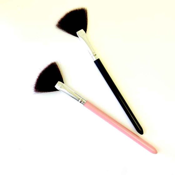 Fan Brush for Glycolic Acid Applications  (Black, Pink Handle)