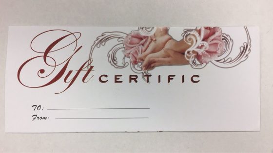Gift Certificate - For SPA, Nail Salon, Massage Store