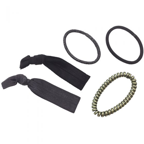 BabylissPRO MIXED HAIR TIES (5 PCS) Black and Silver Tones