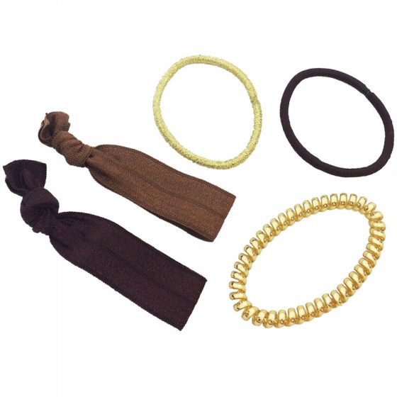 BabylissPRO MIXED HAIR TIES (5 PCS) Brown and Gold Tones