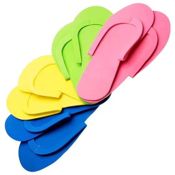 Pedicure Disposable Slippers Soft Foam Stitched, 12 pairs - Multi-Colour