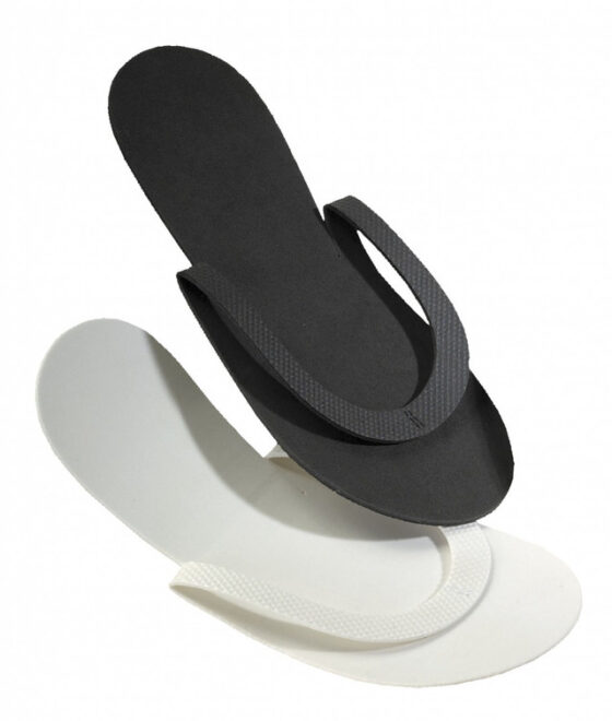 Pedicure Disposable Slippers Soft Foam Stitched, 12 pairs Black or White