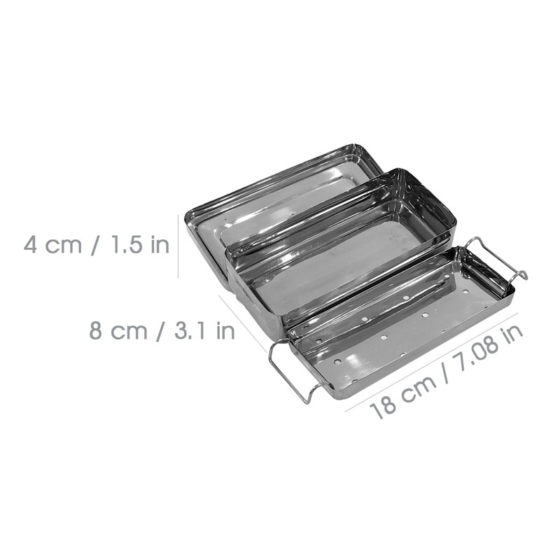 Stainles Steel Instrument Sterilization Case  18 cm x 8 cm x 4 cm