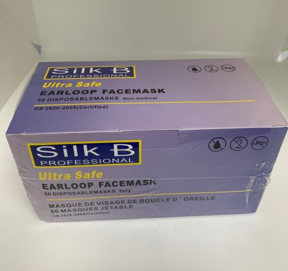 Silk-B Disposable Ultra Safe Earloop Facemask Non Medical - 3 PLY -