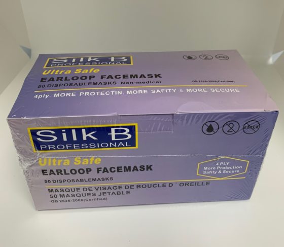 Silk-B Disposable Ultra Safe Earloop Facemask Non Medical - 4 PLY - 50pcs or 10 Pack