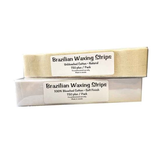 Pre-Cut Brazilian Waxing Strips 1.5 in x 9 ( Bleached or Unbleached ) Soft cotton