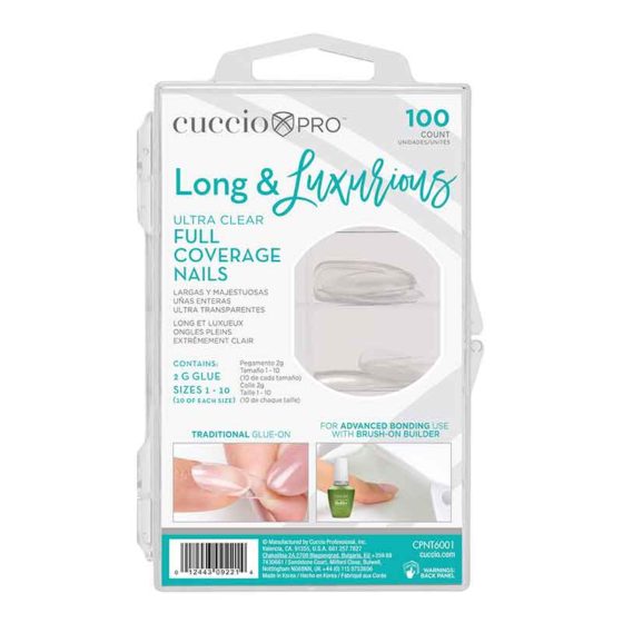 CUCCIO PRO Ultra Clear Full Coverage Nail Tips - Long & Luxurious