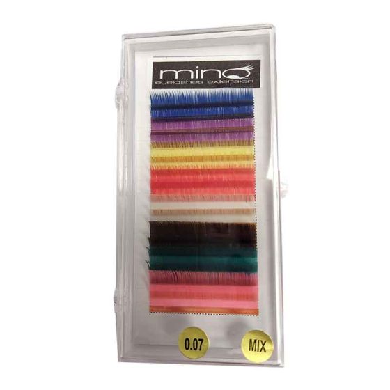 Lashes in Rainbow color Curl 0.07 mm