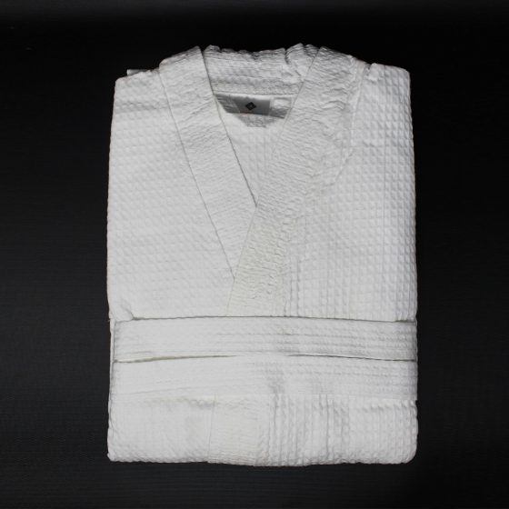 Waffle Weave Bath Robe, White - Unisex Full Length