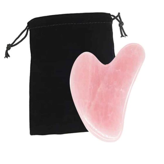 Gua Sha Scrapper Massage Tool in Rose Quartz - Heart