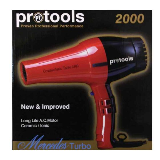 Pro Tools Ceramic Ionic Turbo Hair Dryer 2000 Watts Red