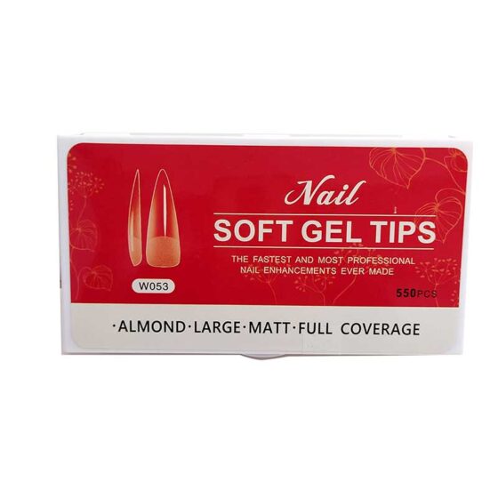 Nail Soft Gel Tips - Almond Matt Finish - Large 550 pc