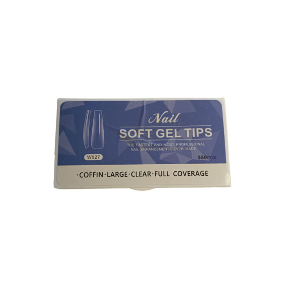 Nail Soft Gel Tips - Coffin Clear Finish