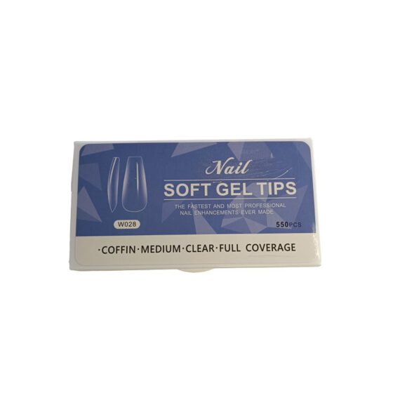 Nail Soft Gel Tips - Coffin Clear Finish