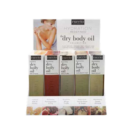 Cuccio Naturale Dry Body Oil Dry Collection Retail Display