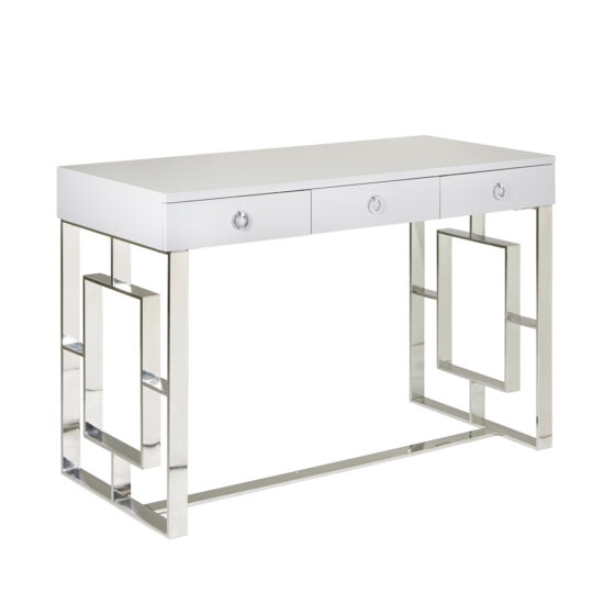 Manicure Table Baccarat, Color White on Chrome Legs