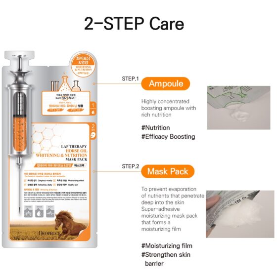 Deoproce Lap Therapy Ampoule Mask – Horse Oil Brightening 5-sheets