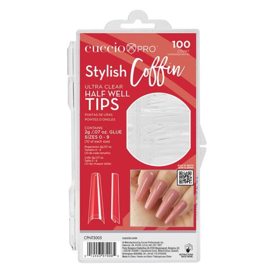CUCCIO PRO Ultra Clear Full Coverage Nail Tips - Stylish Coffin