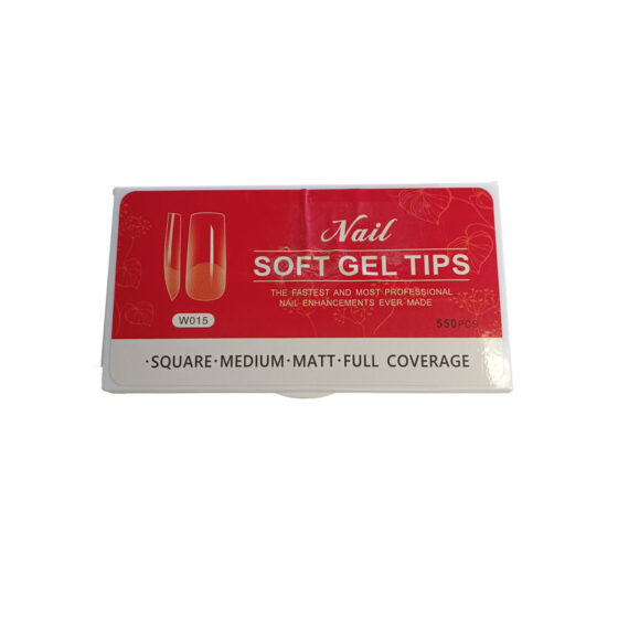 Nail Soft Gel Tips - Square Matt Finish - Medium 550 pc