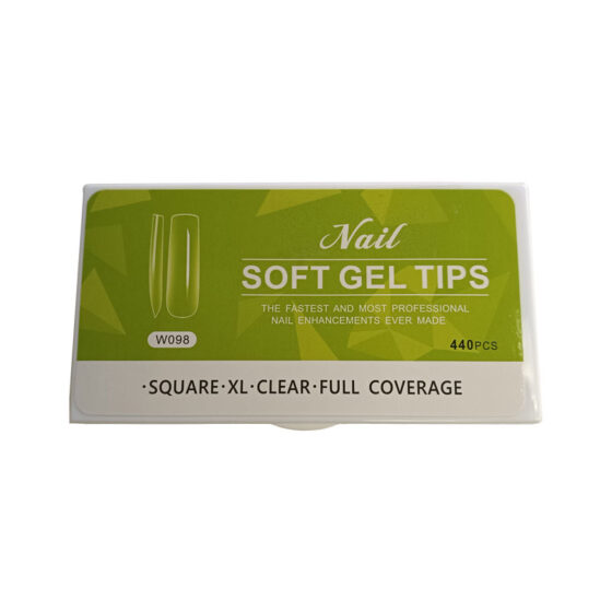 Nail Soft Gel Tips - Square Clear Finish