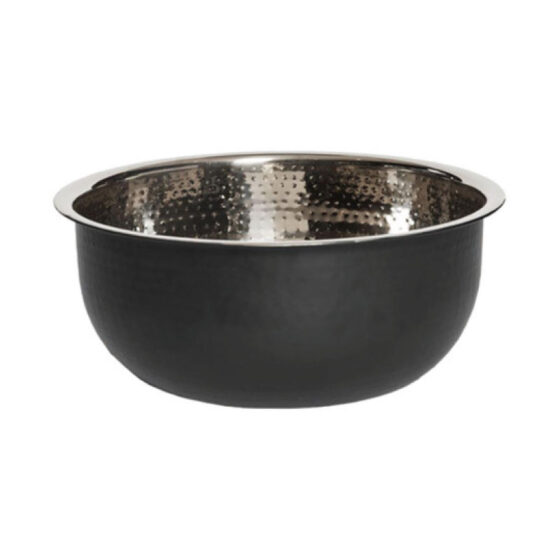 Stainless Steel Pedicure Bowl Round Hammered Black