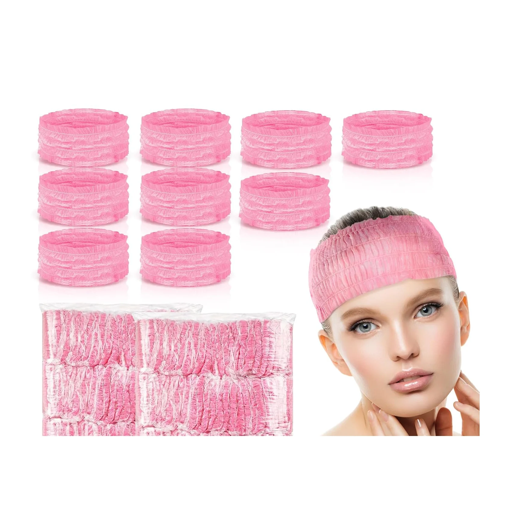 Disposable Headbands Pkg of 100 – Pink