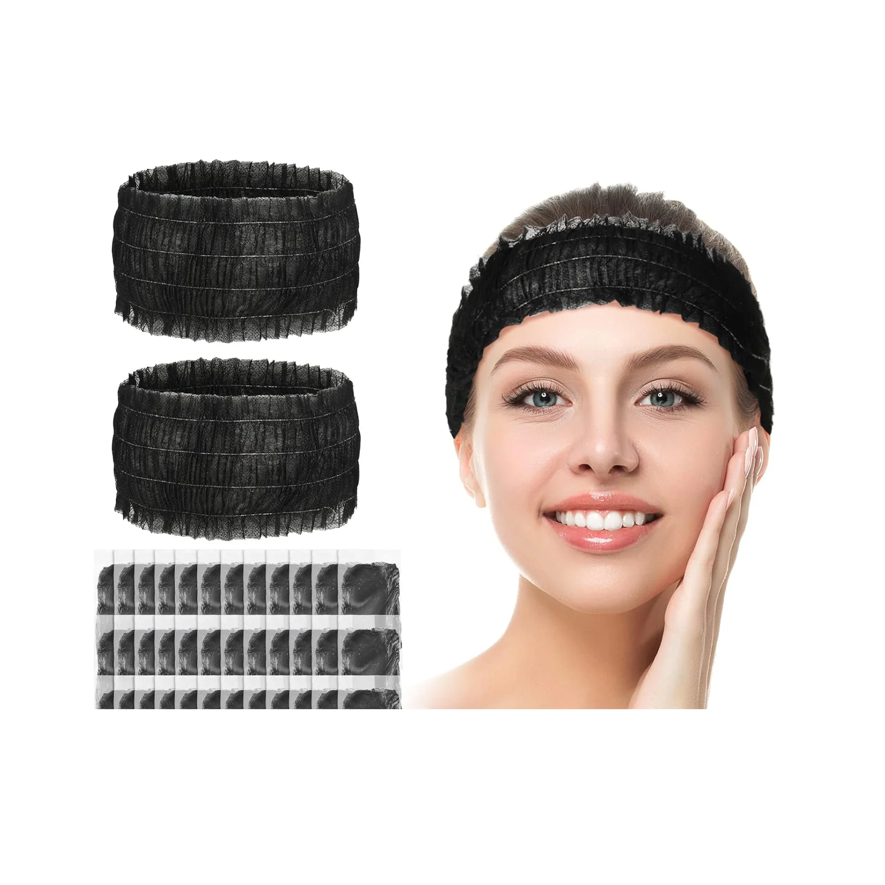 Disposable Headbands Pkg of 100 – Black