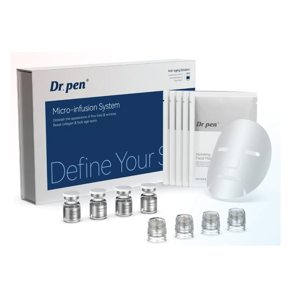 Dr.pen Micro Infusion Stamp System Kit with Peptide & Hyaluronic Acid Serum – Facial Microneedling Care